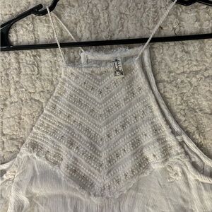 Free People Intimately Tank Top White Beaded Embroidery Women’s Size XS